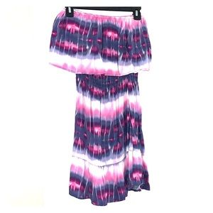 Pink and Blue strapless dress